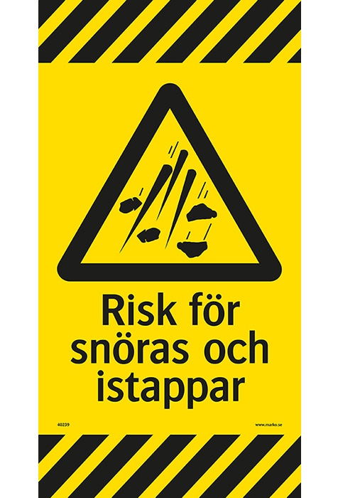 Varningsskylt Snöras och istappar