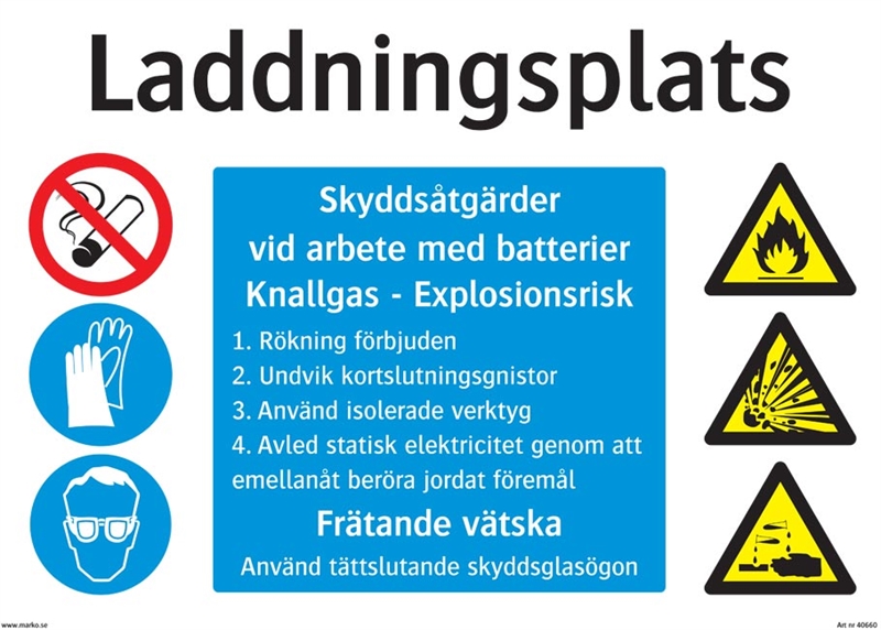 Varnings/ordningsskylt, Laddingsplats 40660