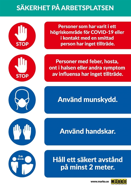 COVID-19 Säkerhet på arbetsplatsen 1, 150017 vinyl 10 st.