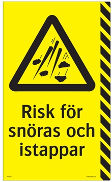 Varningsskylt Snöras och istappar