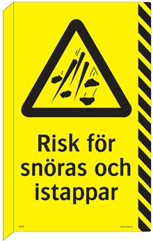 Varningsskylt Snöras och istappar